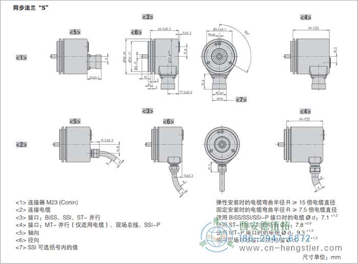 AC58-CANlayer2標(biāo)準(zhǔn)光電絕對(duì)值編碼器外形及安裝尺寸(同步法蘭S) 德國hengstler(亨士樂)編碼器