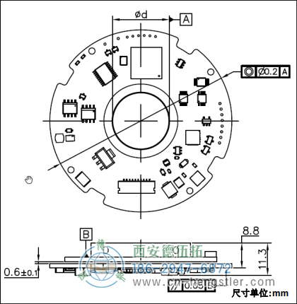 AM64超薄絕對值編碼器外形及安裝尺寸(總裝尺寸) 德國hengstler(亨士樂)編碼器