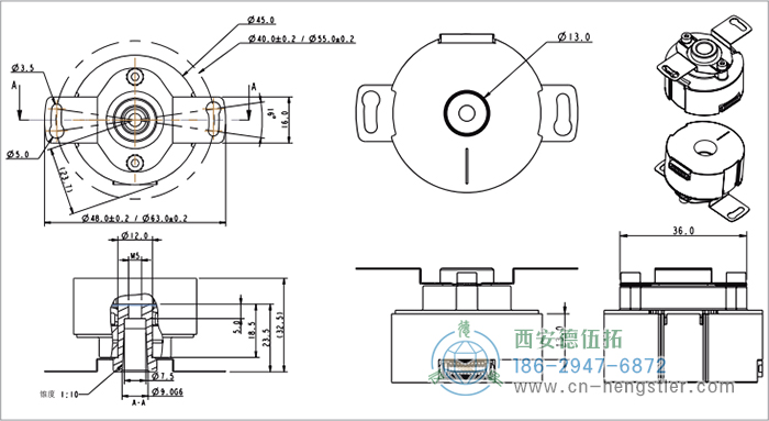 HC18空心軸電機反饋增量編碼器外形及安裝尺寸(錐軸) 德國hengstler(亨士樂)編碼器