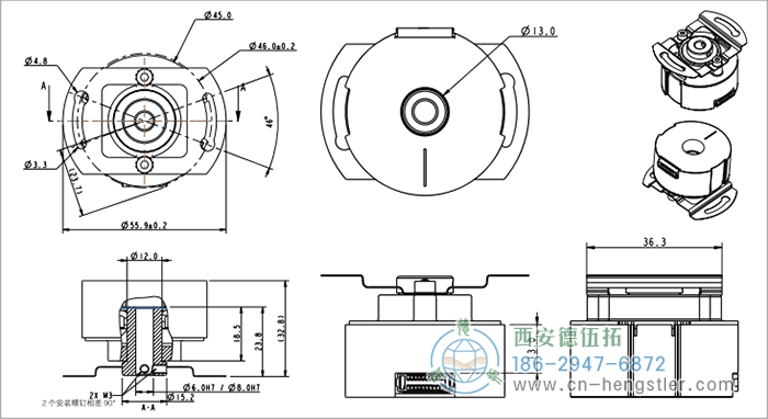 HC18空心軸電機反饋增量編碼器外形及安裝尺寸(空心軸) 德國hengstler(亨士樂)編碼器