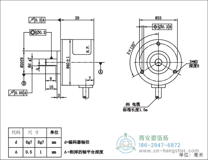 RI41輕載光電增量型編碼器外形及安裝尺寸16-1 德國hengstler(亨士樂)編碼器