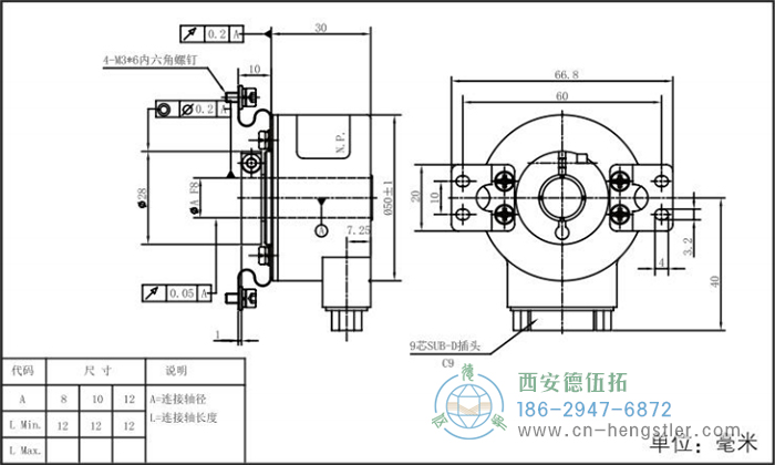 RI50輕載光電增量編碼器外形及安裝尺寸8-7 德國(guó)hengstler(亨士樂(lè))編碼器