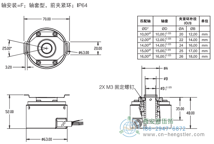 RI64空心軸標準光電增量編碼器外形及安裝尺寸6-1 德國hengstler(亨士樂)編碼器